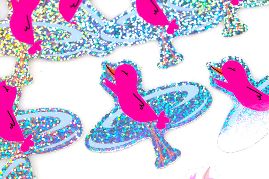 Twirling Bird Glitter Sticker