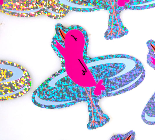 Twirling Bird Glitter Sticker