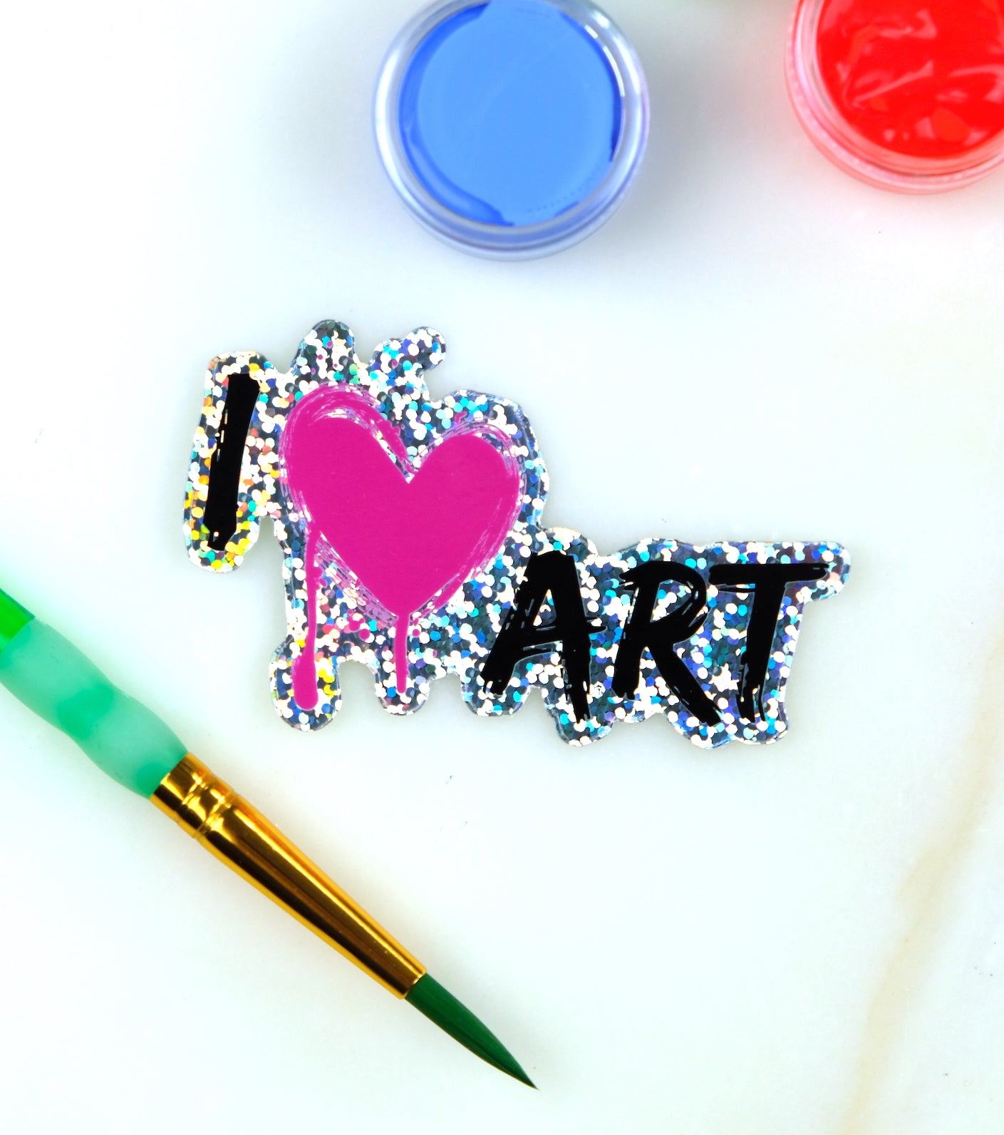 I Heart Art Glitter Sticker